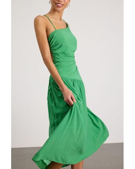 Lulus Green Jedda Drop Waist Lace-Up Midi Dress