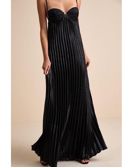 Lulus Black Brilliant Allure Pleated Maxi Dress