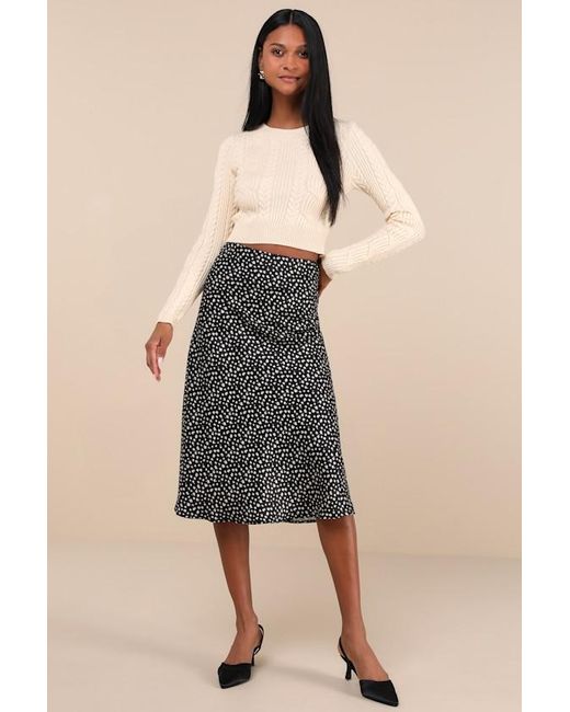 Lulus Natural Cuddly Contentment Cream Cable Knit Cropped Sweater