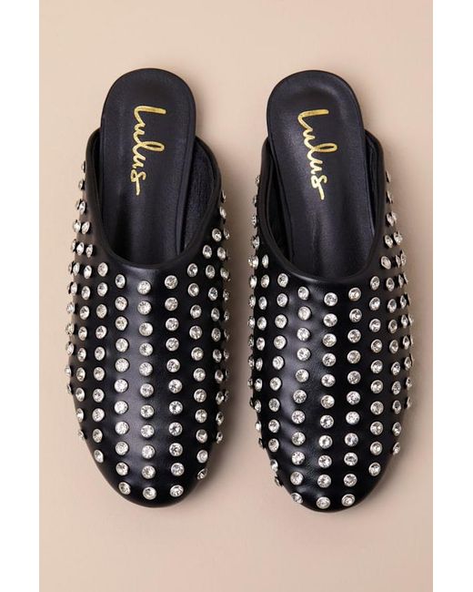 Lulus Black Calley Rhinestone Slides