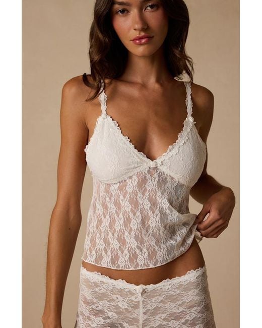 Lulus Natural Romantasy Lace Lingerie Pajama Set