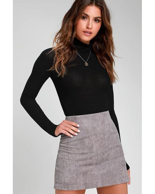 Lulus Black High Class Corduroy Mini Skirt