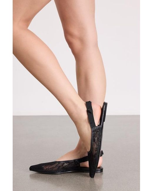 Lulus Natural Brianna Lace Pointed-Toe Slingback Flats