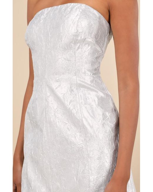 Lulus White Party Poise Textured Strapless Bodycon Mini Dress