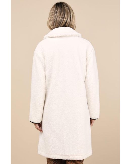 NVLT Natural Berber Cream Shearling Collared Toggle Coat