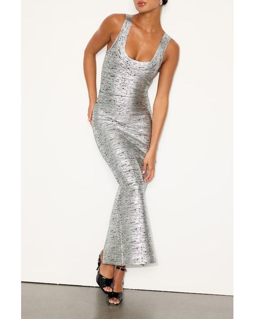 Lulus White Raveena Abstract Bandage Bodycon Maxi Dress