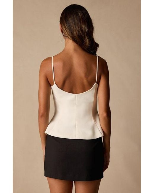 Lulus Black Sanvi Cream Peplum Cami Top