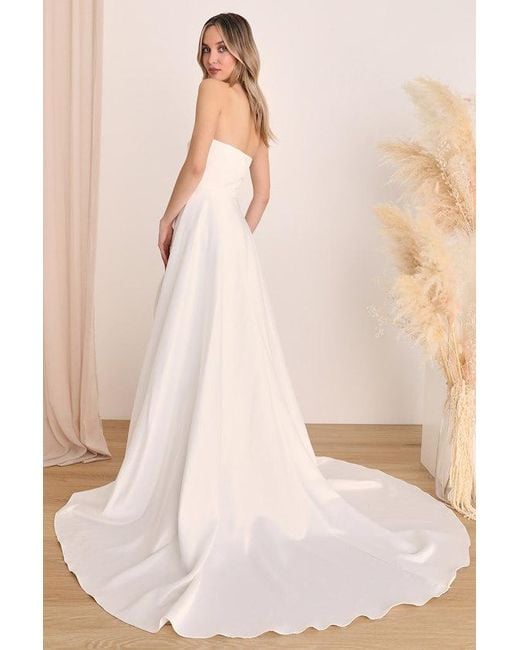 Lulus Natural Lifetime Of Love Satin Strapless A-Line Gown