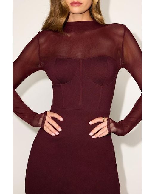 Lulus Red Cosmala Dark Bustier Long Sleeve Mini Dress