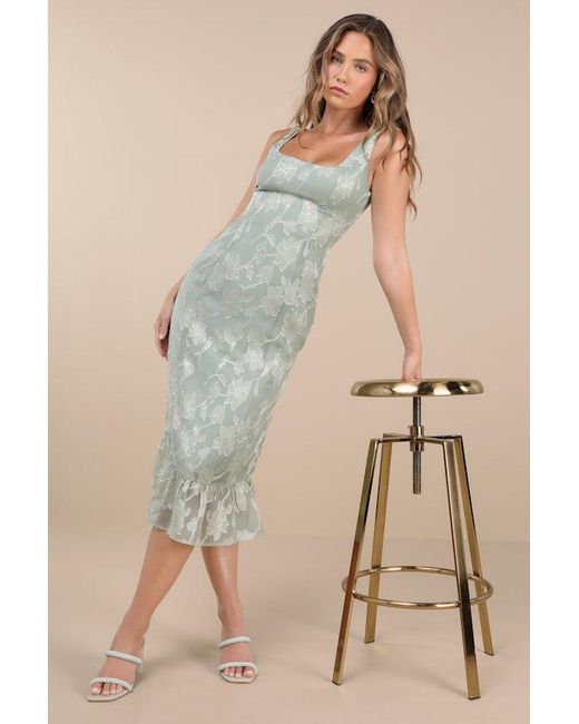 Lulus Multicolor Elani Floral Burnout Trumpet Midi Dress