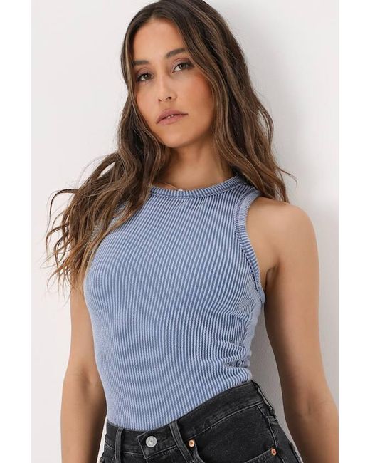 Lulus Blue Essential Update Ribbed Tank Top