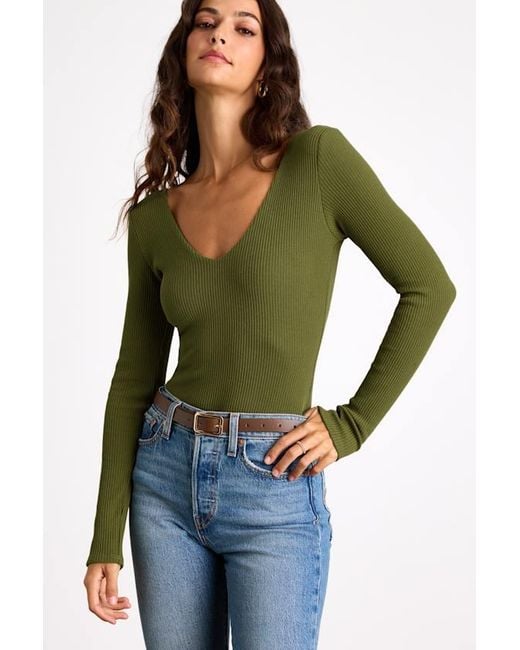 Lulus Green Easygoing Chic Long Sleeve Bodysuit