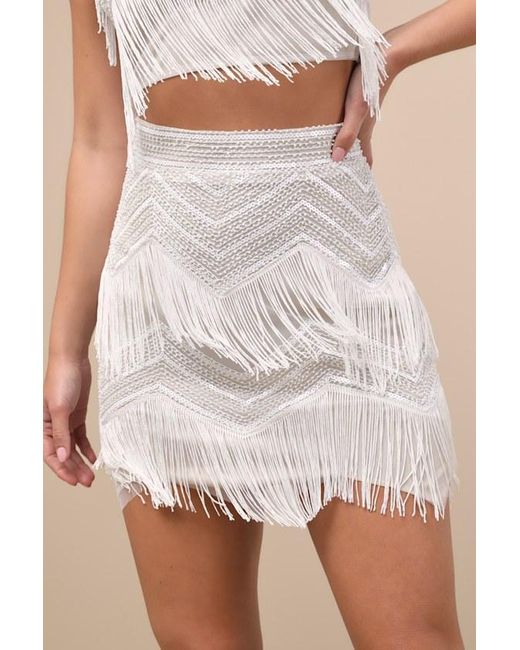 Lulus Natural Soiree Of The Decade Sequin Fringe Two-Piece Mini Dress