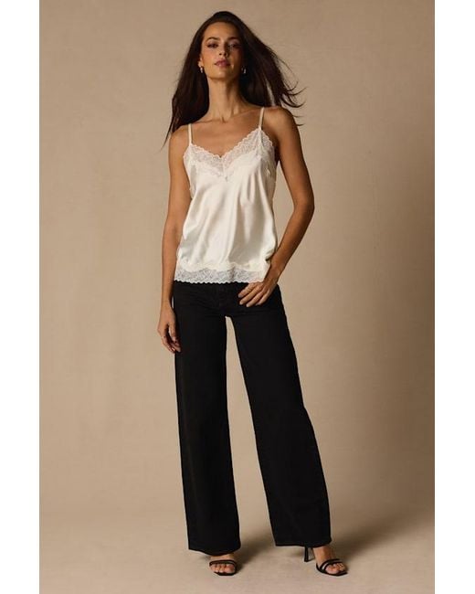 Lulus White Cameron Satin Lace Cami Top