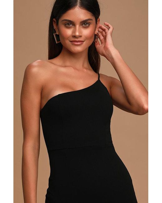 Lulus Black Keeper Of My Heart One-Shoulder Maxi Dress