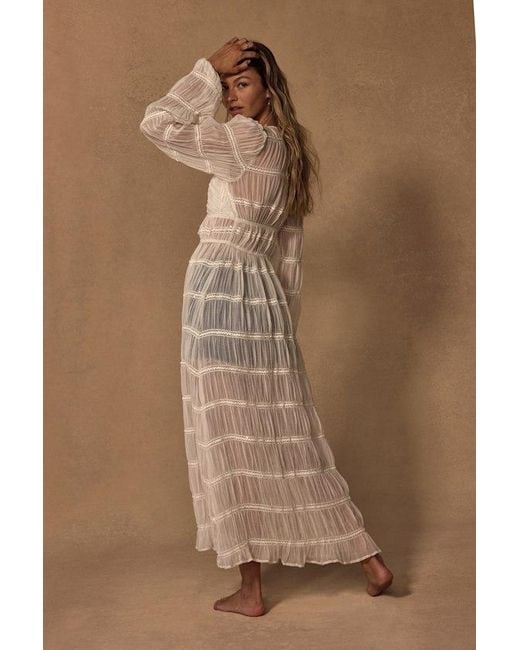 Lulus Brown April Sheer Long Sleeve Tie-Front Duster Top