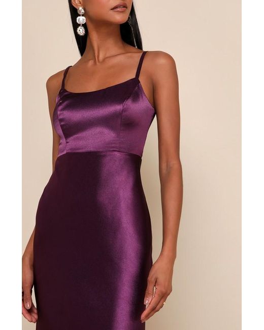 make you shine dark purple satin mermaid maxi dress Dark Purple Floor Length Dress Make You Shine Dark Purple Satin Mermaid  Maxi Dress