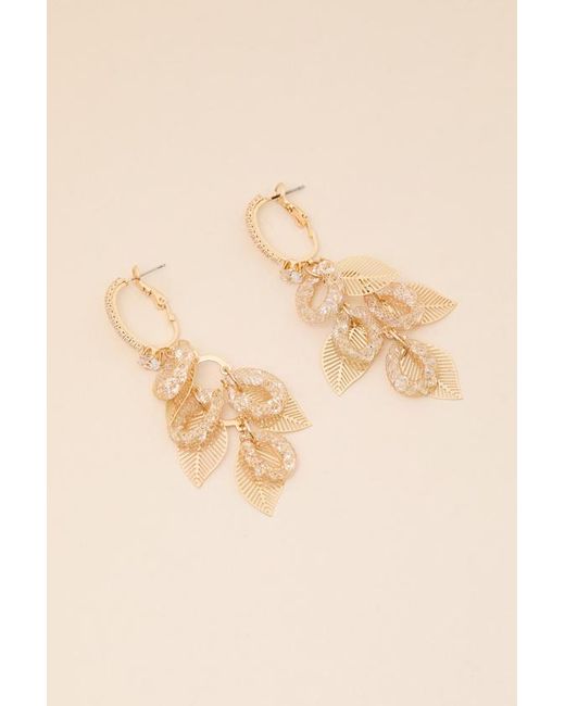 Lulus Blue Ellies Leaf Statement Earrings