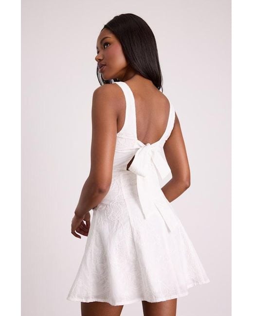Lulus White Purnella Embroidered Tie-Back Mini Dress