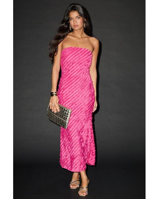 Lulus Pink Faelyn Strapless Ruffled Midi Dress