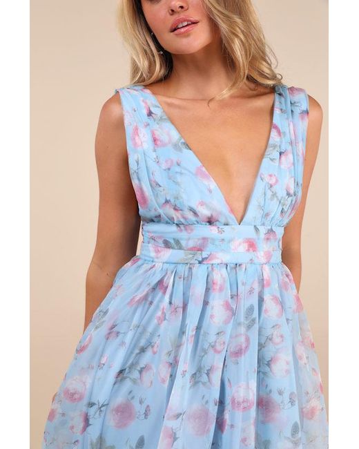 Lulus Black Garden Romance Floral Print Organza Maxi Dress