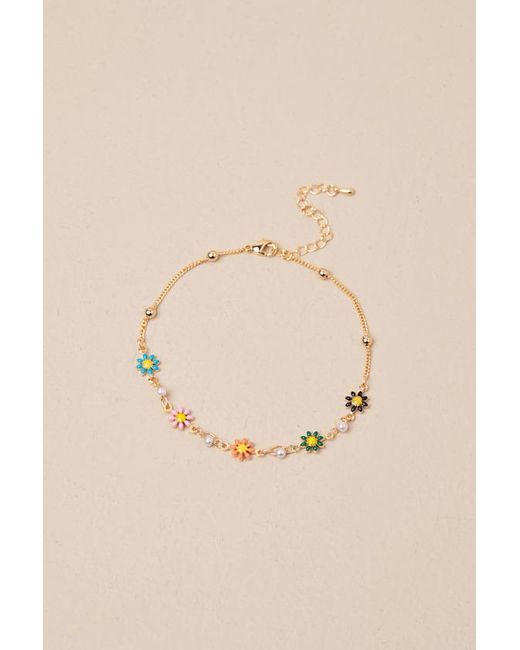 Lulus Natural Simple And Sweet Multi Flower Beaded Anklet