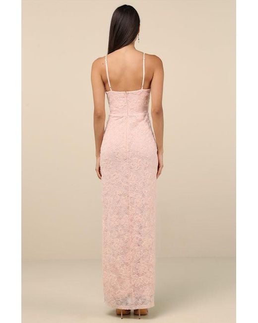 Lulus Natural Joni 3D Applique Lace Maxi Dress