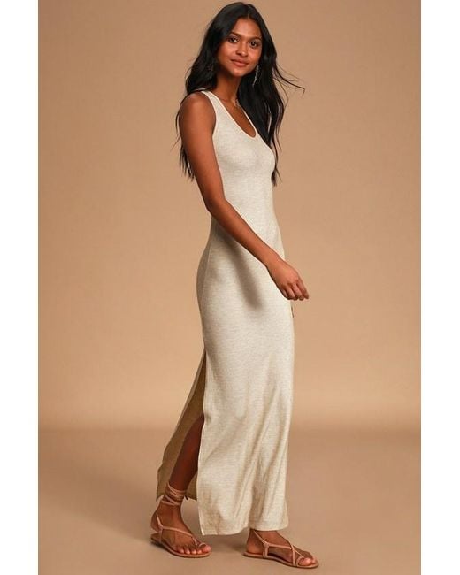 Lulus Natural Relaxed But Not Least Ribbed Sleeveless Maxi Dress