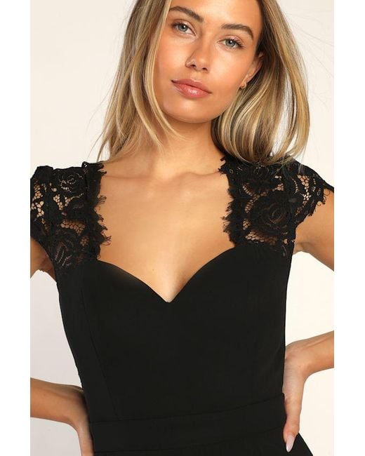 Lulus Black Momentous Moments Lace Backless Maxi Dress