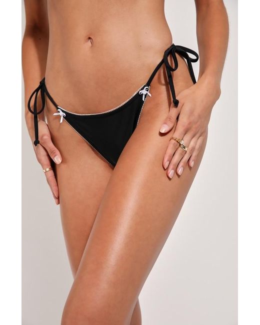 Lulus Black Oceanic Adoration Side-Tie Bikini Bottoms