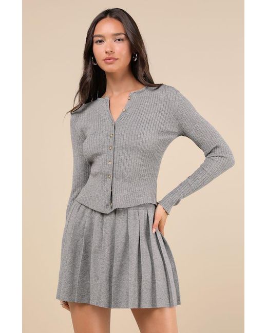 Lulus Gray Chicly Cozy Heather Faux Fur Two-Piece Sweater Mini Dress