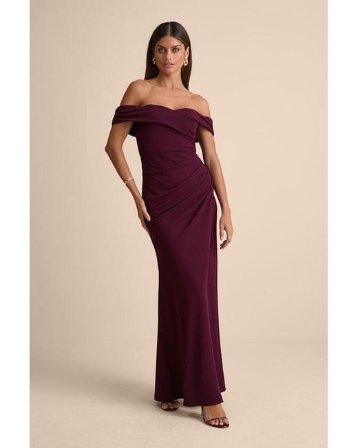 Lulus Pink High-Class Presence Plum Off-The-Shoulder Maxi Dress