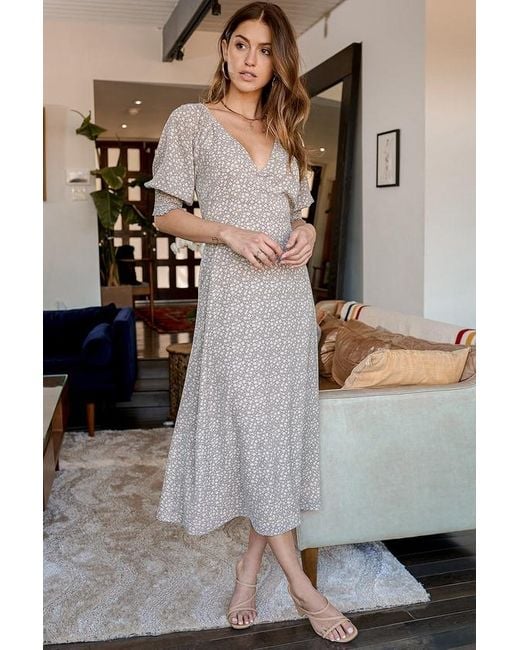 Lulus X Lush Women's Times With You Floral Print Puff Sleeve Midi