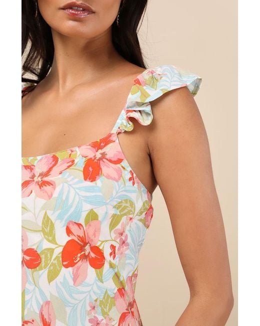 Roxy Natural Daydreamer Multi Tropical Print Midi Dress