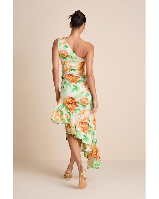 Lulus White Divinely Blooming Multi Floral One-Shoulder Midi Dress