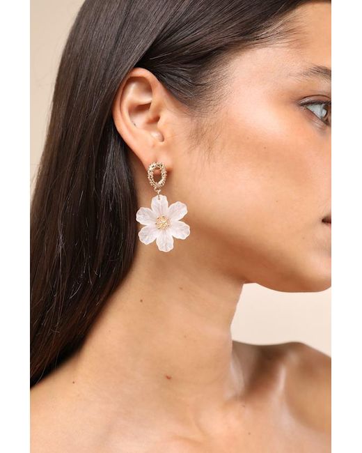 Lulus Black Edlyn Flower Statement Earrings