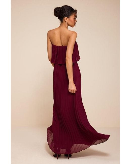 Lulus Red Arietta Plum Pleated Strapless Maxi Dress