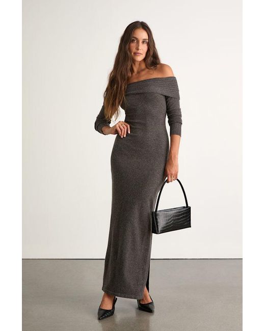 Lulus Gray Ellie Heather Sweater Bodycon Maxi Dress