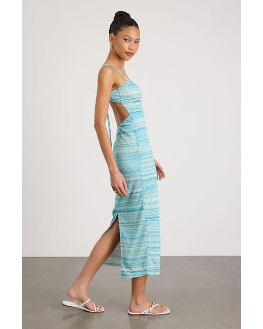 Lulus Blue Alanza Multi Tie-Back Sweater Midi Dress