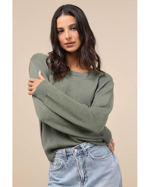 Lulus Clean Aesthetic Long Sleeve Sweater Top in Green Lyst UK
