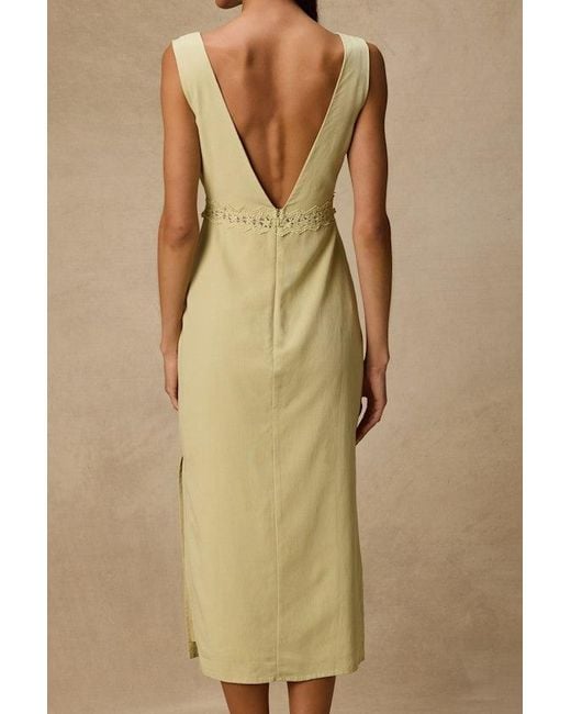 Lulus Natural Connie Light Chartreuse Lace Tie-Front Midi Dress