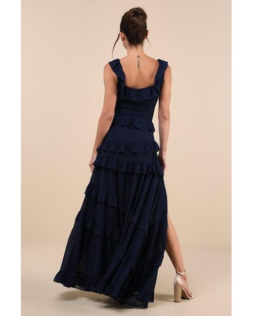 Lulus Compelling Romantic Ruffled Tiered Maxi Dress in Black