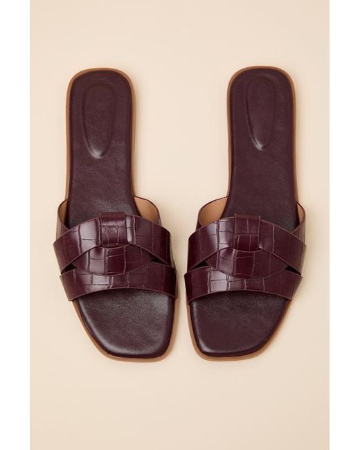 Lulus Natural Dinny Croc-Embossed Slide Sandals