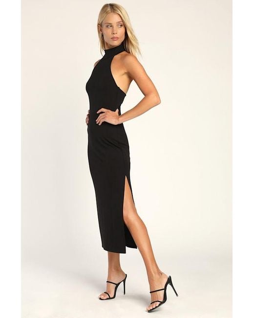 Lulus Black Simply Enchanted Halter Midi Dress