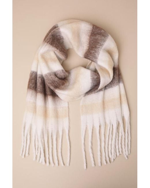 Lulus Blue Alpine Attitude Striped Oversized Scarf