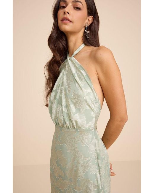 Lulus Natural Indra Sage Floral Burnout Backless Maxi Dress