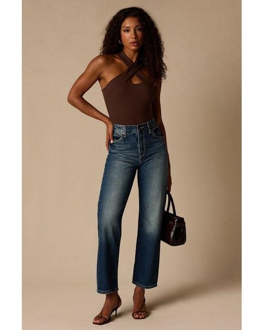 Lulus Blue Essential Energy Ribbed Sleeveless Cutout Cross-Front Top