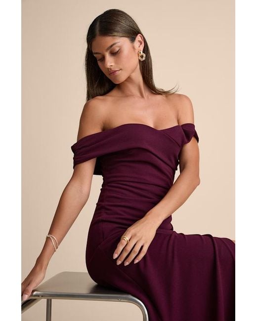 Lulus Pink High-Class Presence Plum Off-The-Shoulder Maxi Dress