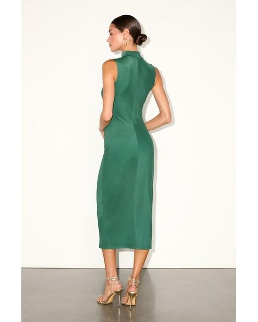 Lulus Green Kamara Mesh Cutout Knotted Midi Dress