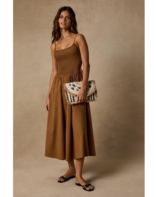 Lulus Brown Taiya Boho Beaded Fringe Clutch